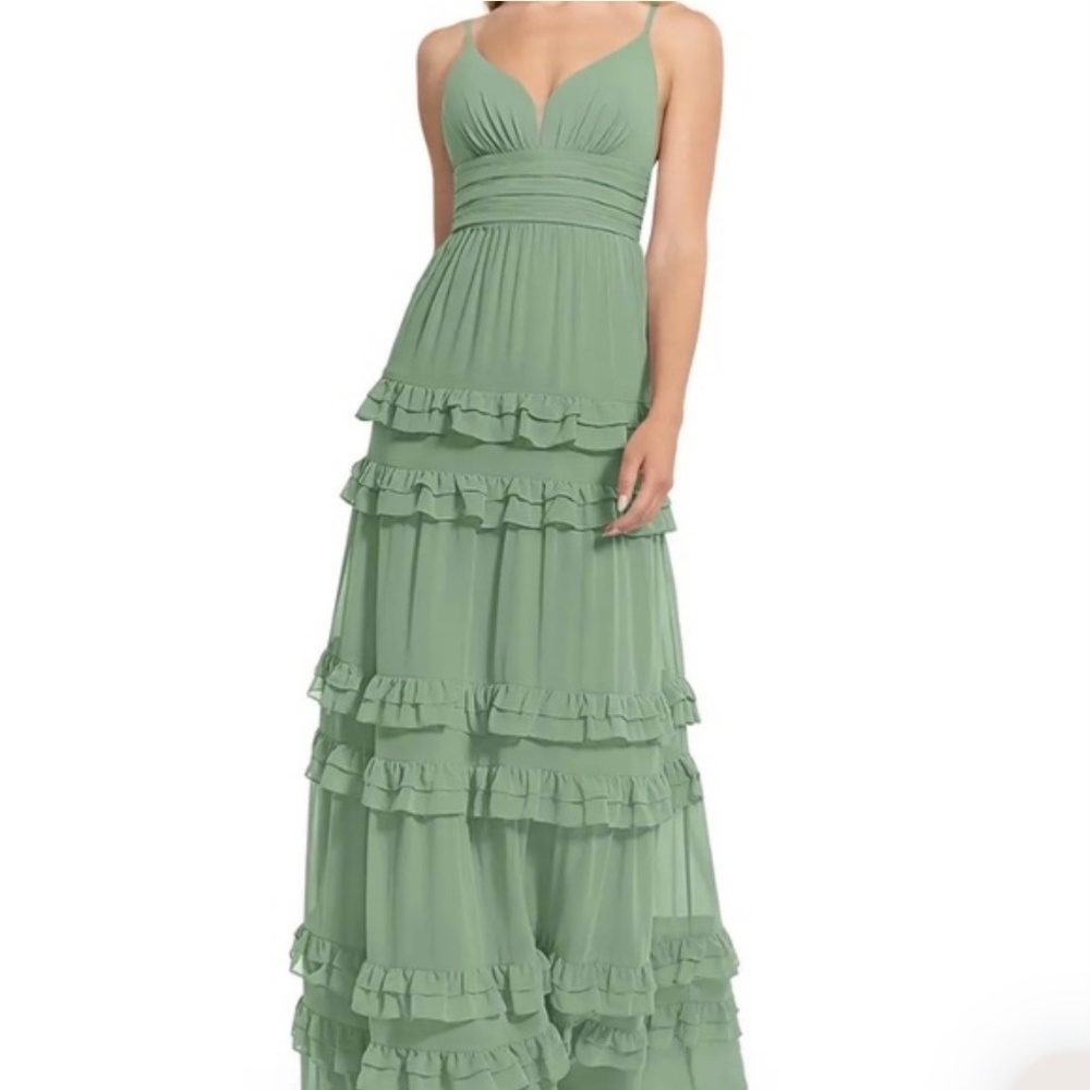 Azazie Rachel Chiffon Matcha Dress